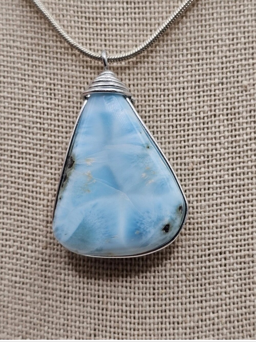 Larimar Pendant on 18" Sterling Silver Chain